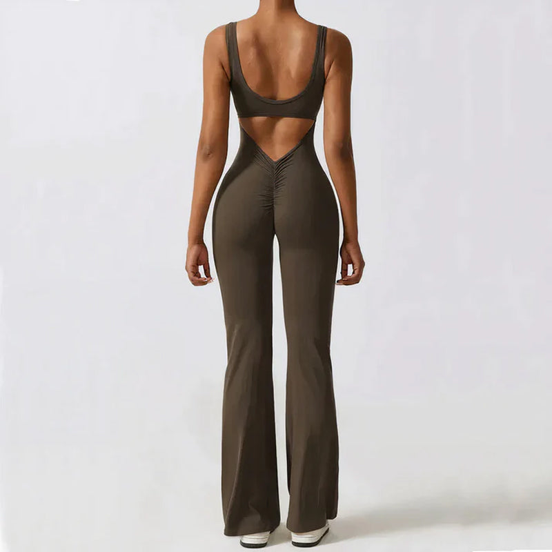 Tight One-piece Yoga Wear V-Back Jumpsuit