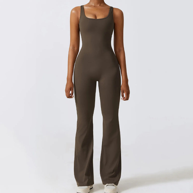 Tight One-piece Yoga Wear V-Back Jumpsuit