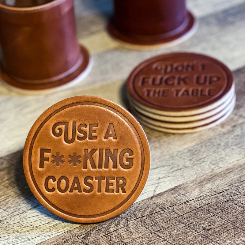 Funny Leather Drink Coasters