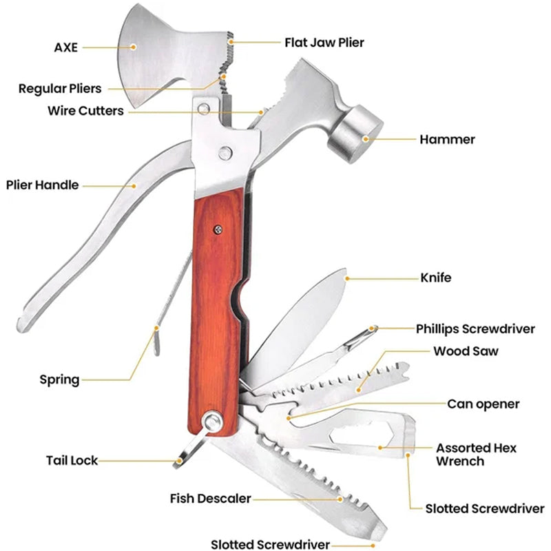 16-in-1 Portable Multi-Functional Claw Hammer Tool