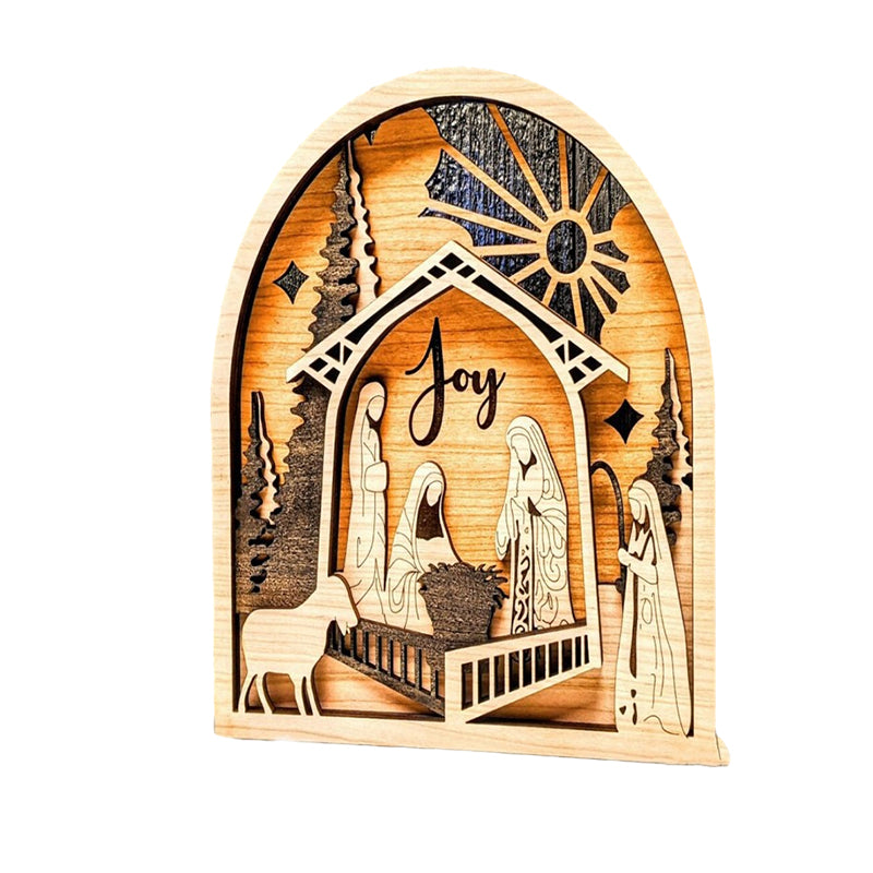 Nativity Christmas Scene For Holiday Gift Wooden Home Wall Decoration