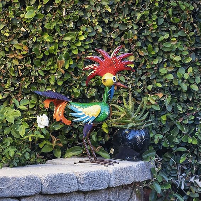 Funny garden rooster statue