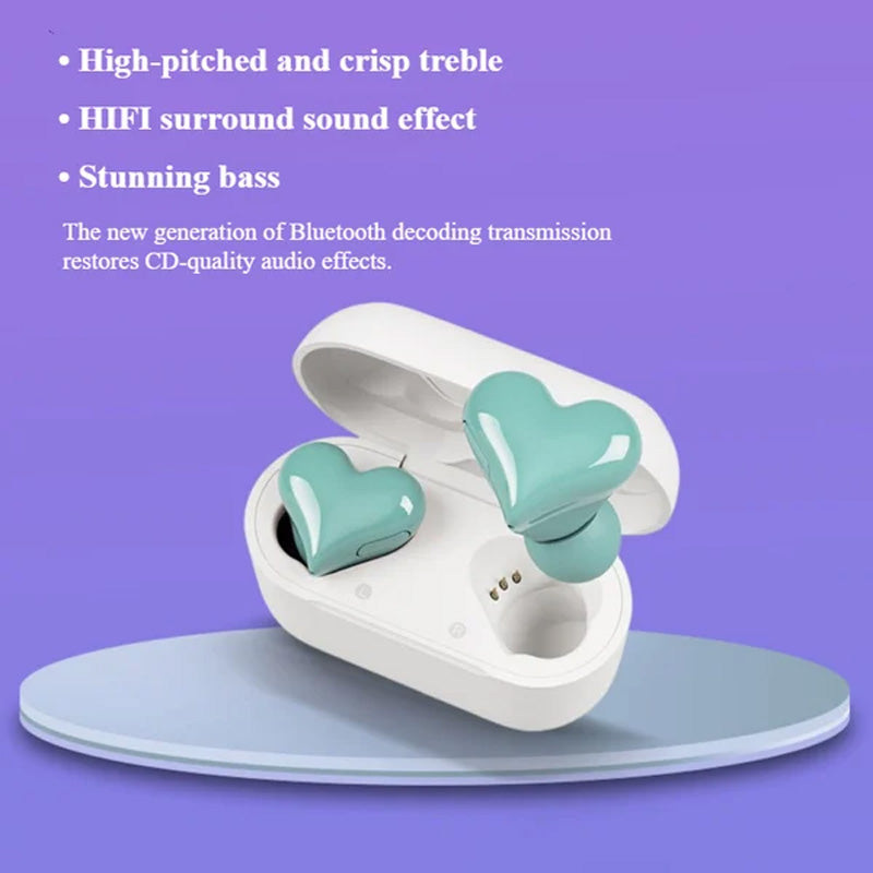 Bluetooth Wireless Headphones Heart-Shaped Earphones