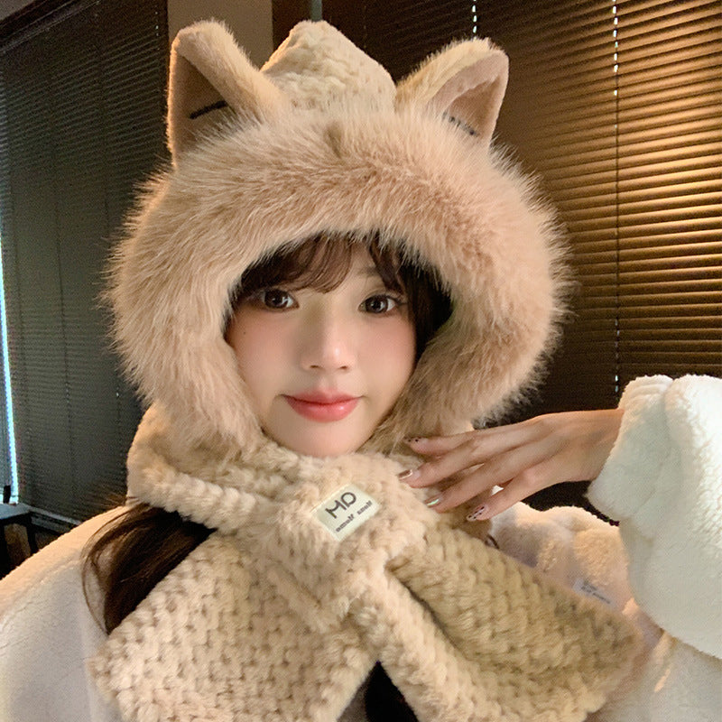 Cute Fox Ears 2-in-1 Hat and Scarf