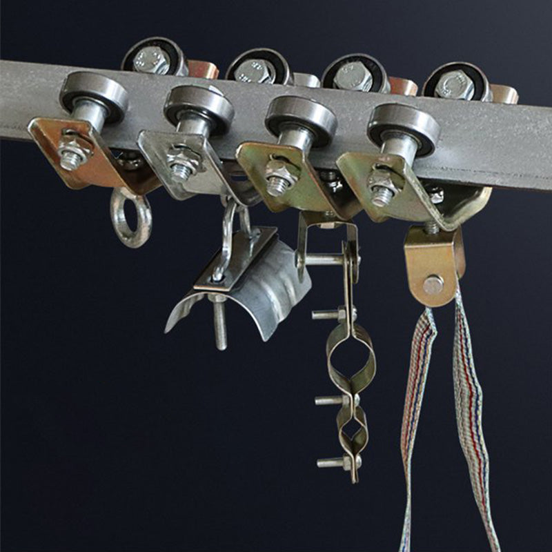 Angle iron track hanging wire pulley