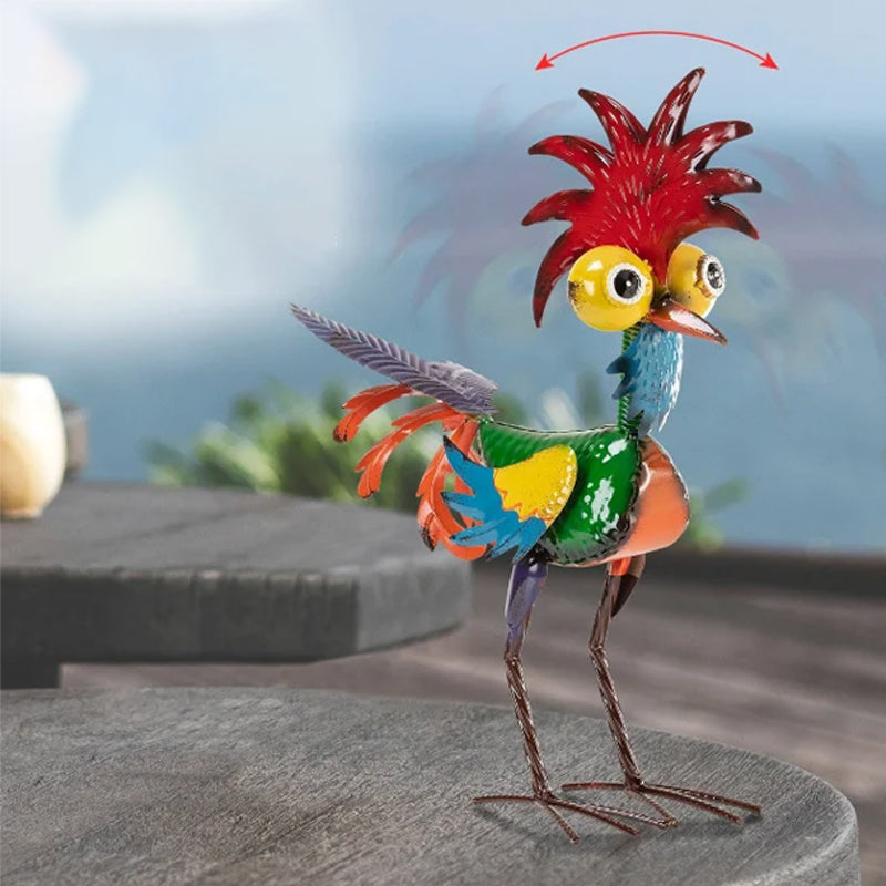 Funny garden rooster statue