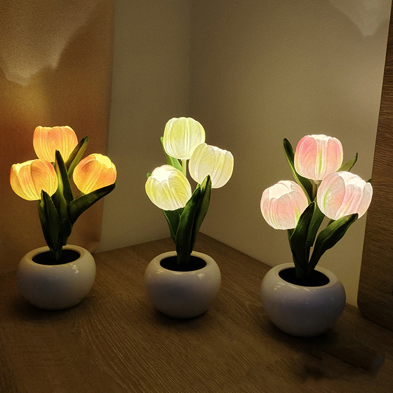 LED Tulip Night Light Flower Table Lamp