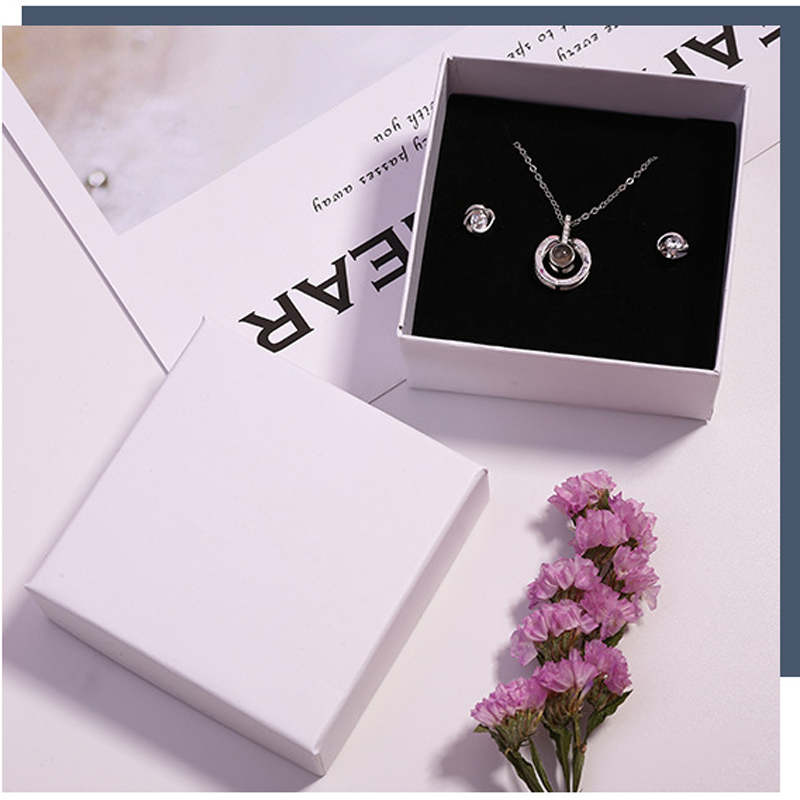 Necklace Jewelry White Birthday Gift Box