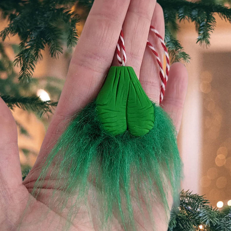 Hairy Grinchy ball balls Christmas Ornament