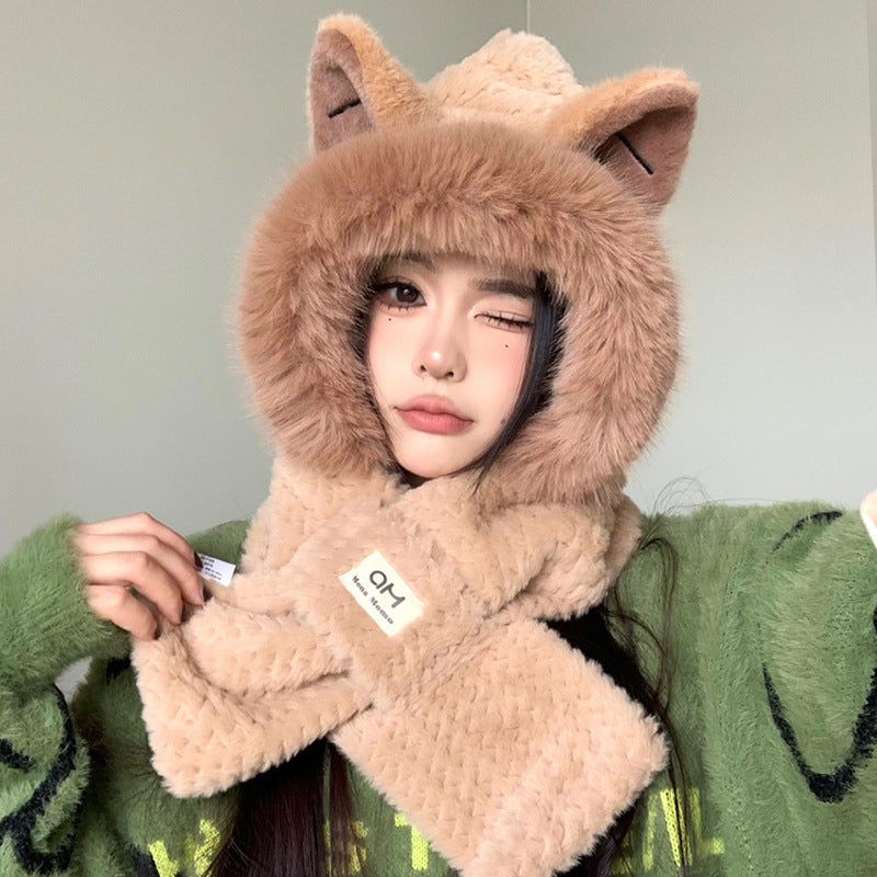 Cute Fox Ears 2-in-1 Hat and Scarf