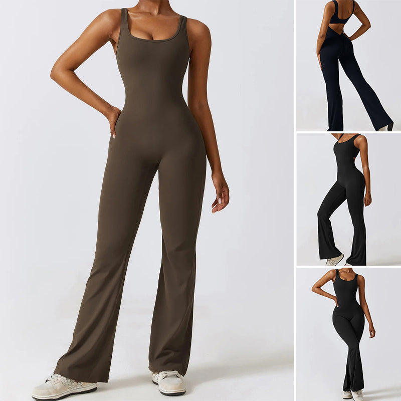 Tight One-piece Yoga Wear V-Back Jumpsuit